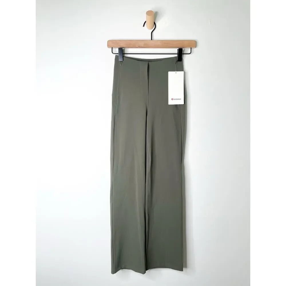 NWT Lululemon Smooth Fit Cropped Pants Size 0 Olive Green High Rise Athleisure